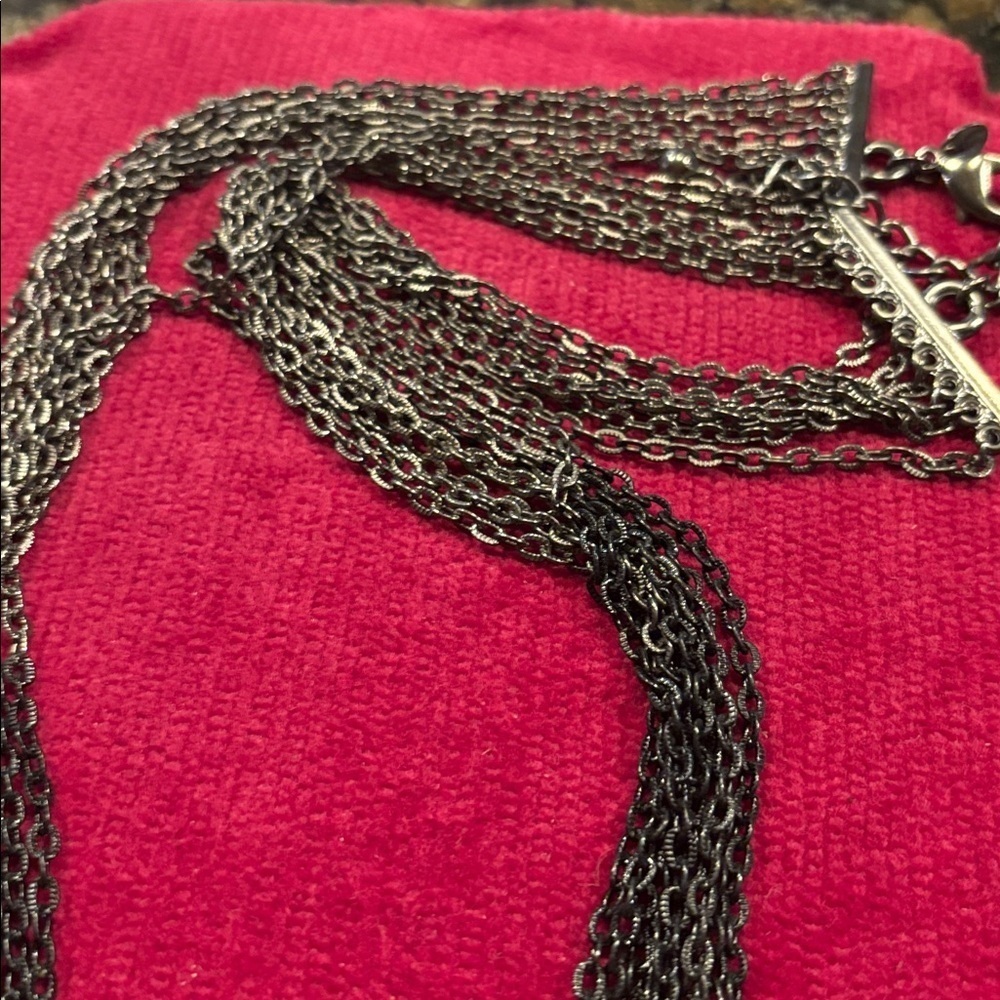 Chicos Silver and Black Layered Chain Necklace - Picture 3 of 3